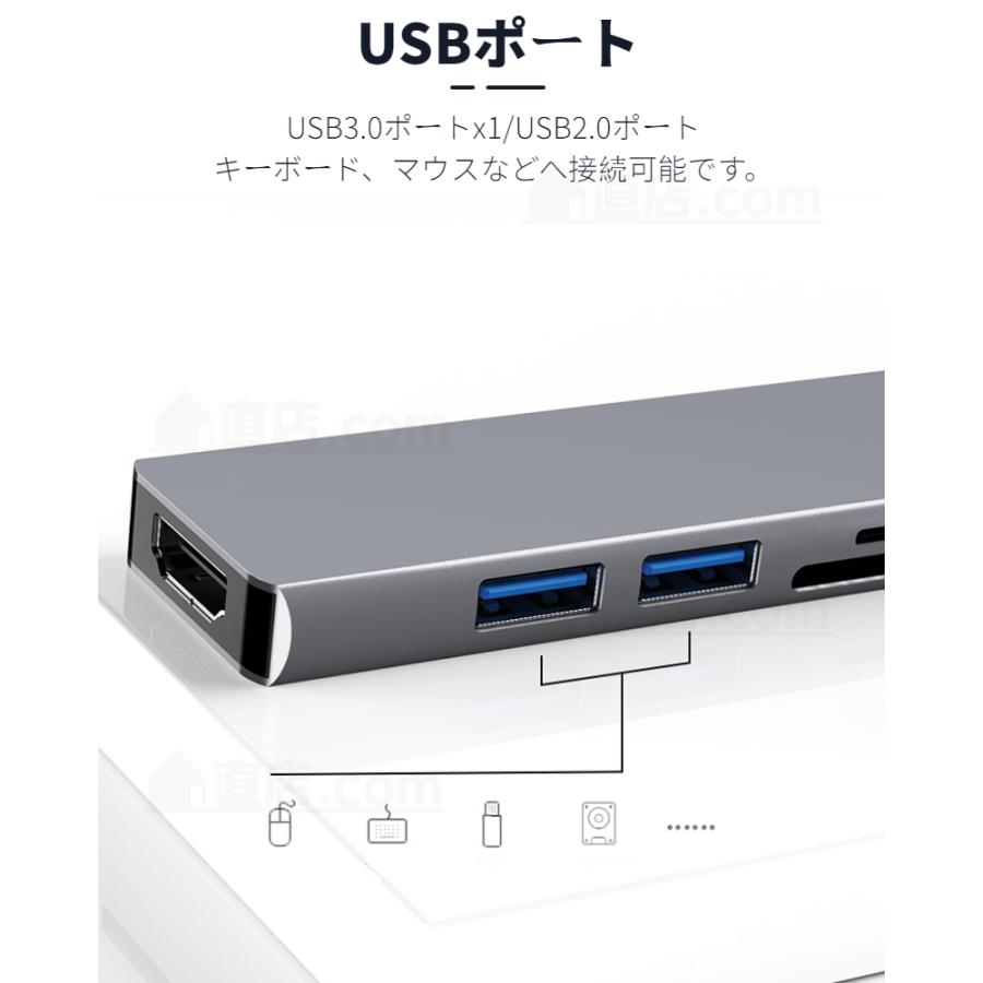 5in1 Type-C ハブ Apple MacBook Air 13  15.3 Pro 13/15用多機能変換アダプタ USB-C HUB充電ポートデータ転送ポート4K HDMIポート USB 3.0 カードリーダー｜chokuten-shop｜08