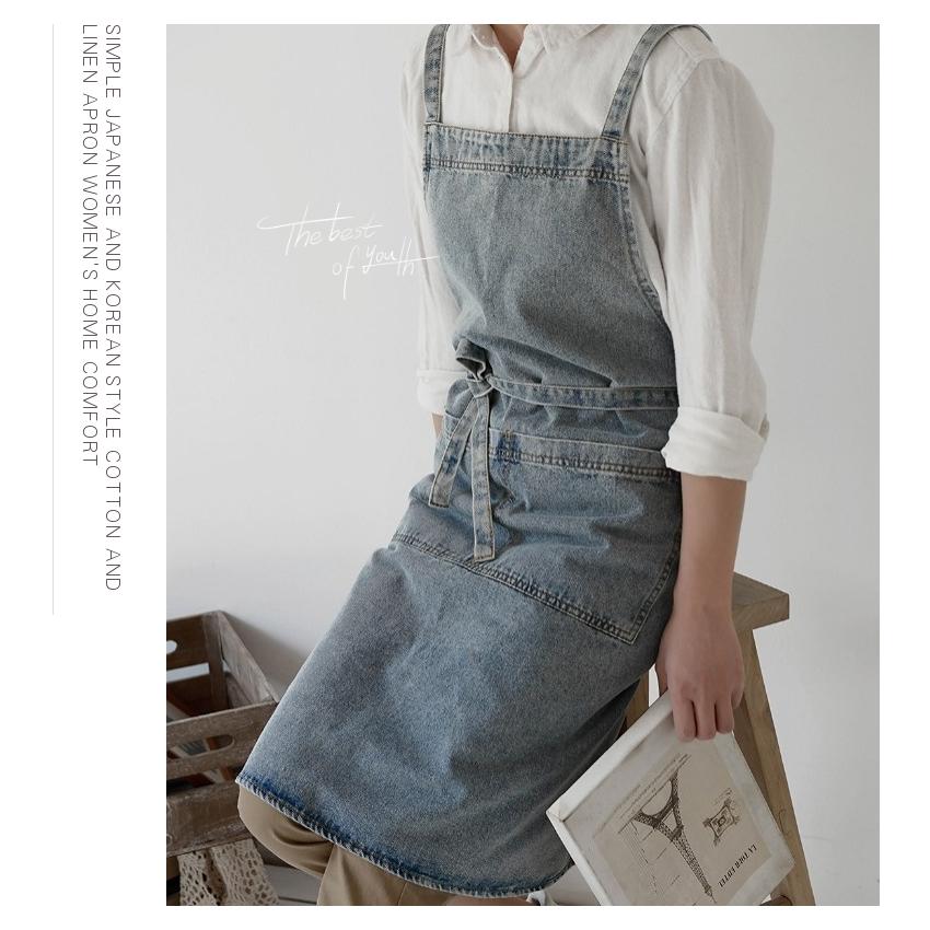 即納 デニムエプロン H型エプロン おしゃれ 多機能ポケット 男女兼用