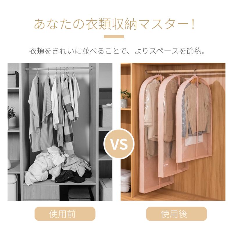 洋服カバー 不織布 衣類カバー マチ付き ロング/ショート防水防虫防塵