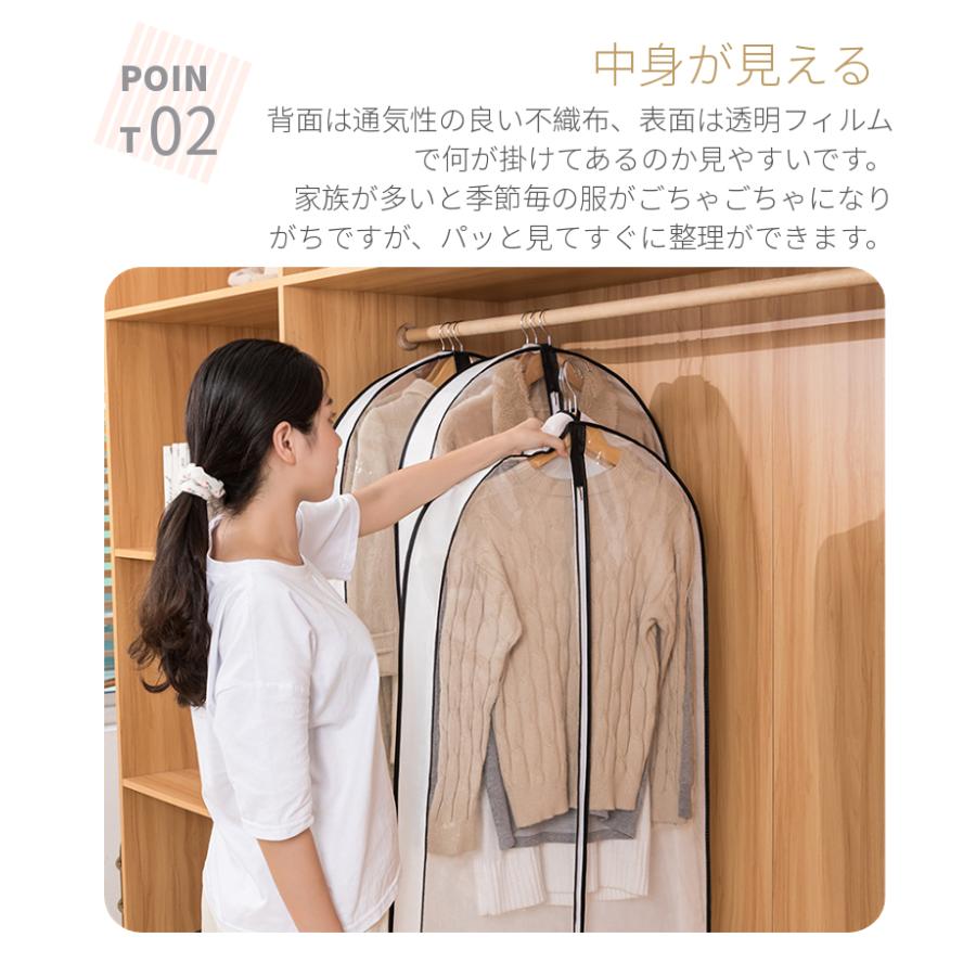 洋服カバー 不織布 衣類カバー マチ付き ロング/ショート防水防虫防塵