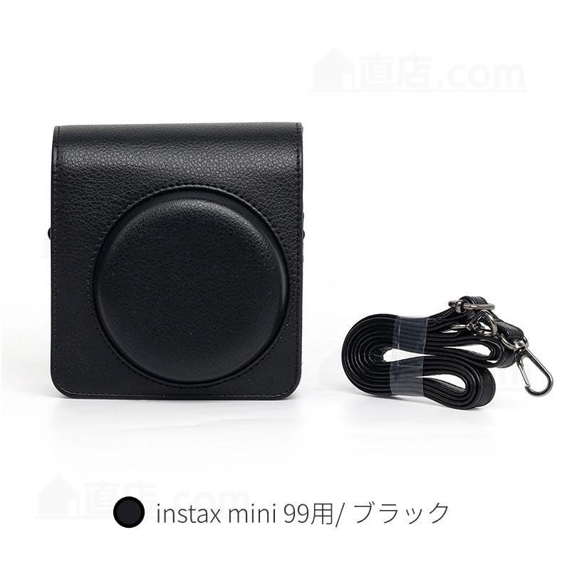 富士instax mini 99 レザーケース カバー収納ポーチ FUJIFILMインスタントカメラチェキinstax mini 90用保護バッグ カバン ストラップ付属 速写プロテクター｜chokuten-shop｜02