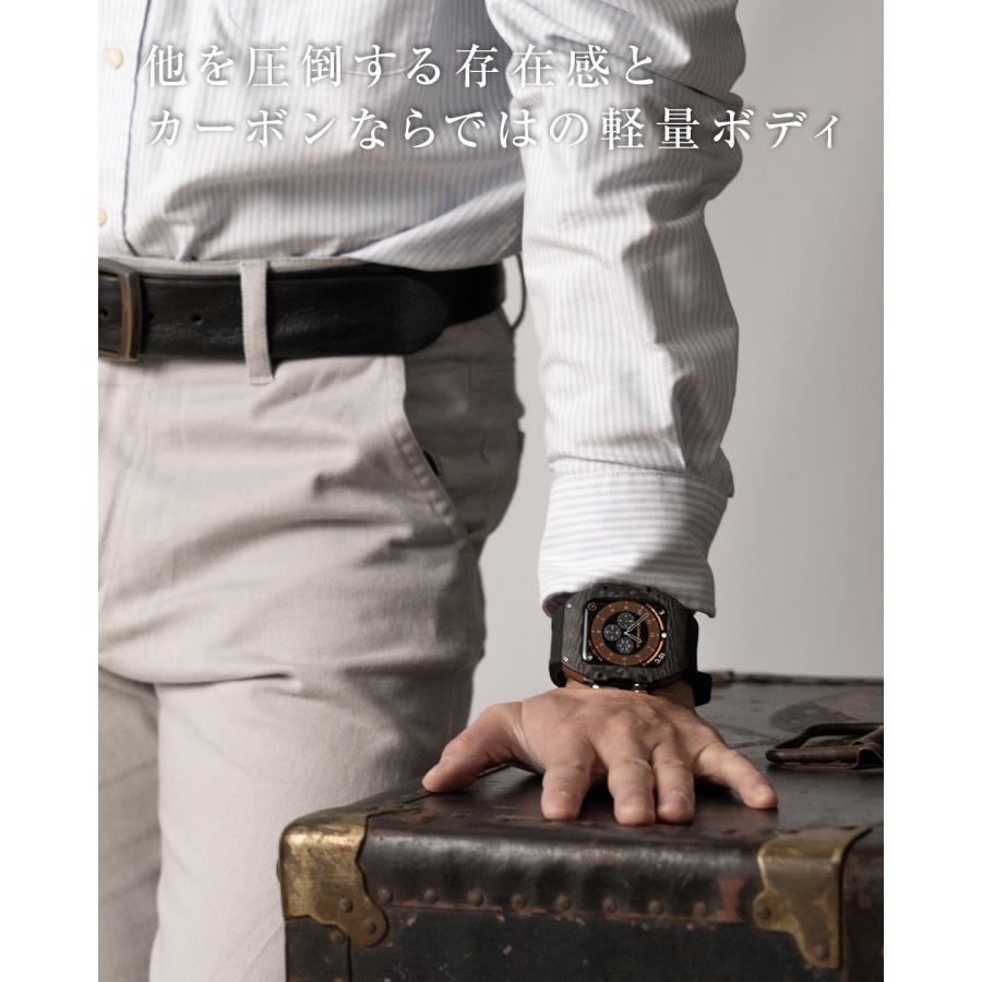 Apple watch バンド メンズ カーボン ケース 一体型 高級 アップル 
