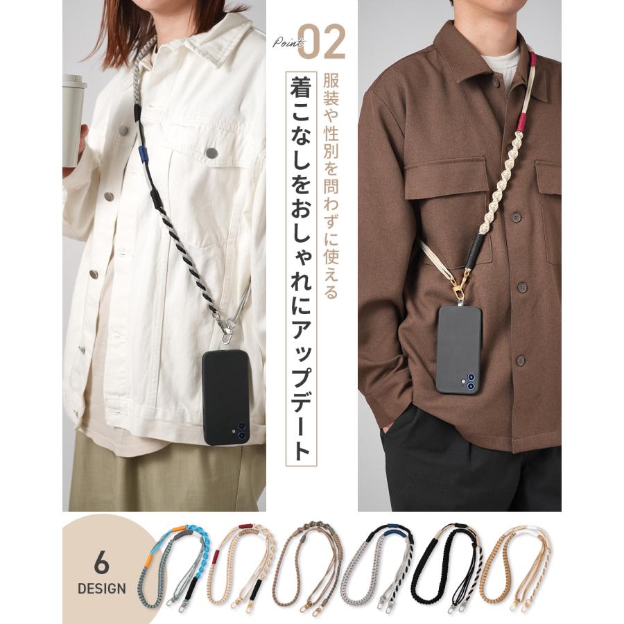 スマホショルダーストラップ 編み込み スマホストラップショルダー 太め スマホ ストラップ 頑丈 紐 携帯ストラップ かわいい 肩掛け メンズ パラコード 韓国 |  | 10