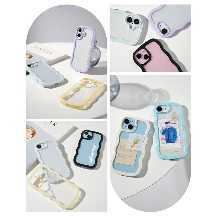 iPhone 17 17e 16 16e 15 14 13 12 Pro SE ケース スマホケース 韓国 推し活 クリアケース かわいい おしゃれ なみなみ うねうね 透明 ウェーブ 耐衝撃 名入れ | CASEPHOLIC | 13