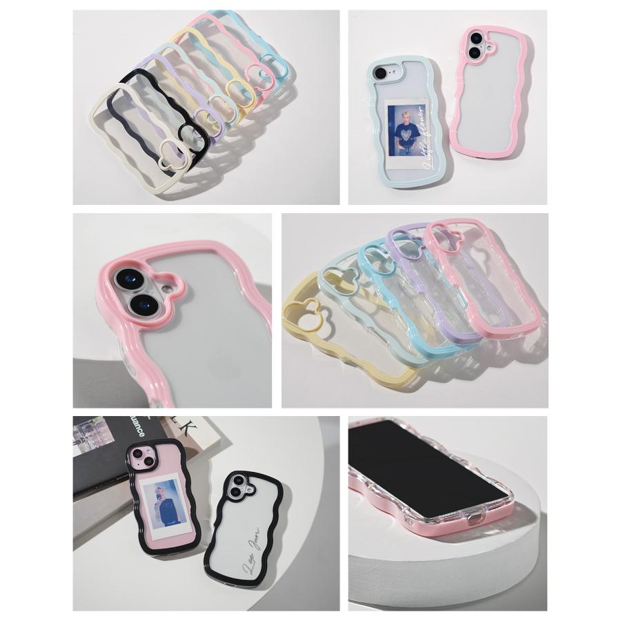 iPhone 17 17e 16 16e 15 14 13 12 Pro SE ケース スマホケース 韓国 推し活 クリアケース かわいい おしゃれ なみなみ うねうね 透明 ウェーブ 耐衝撃 名入れ | CASEPHOLIC | 14