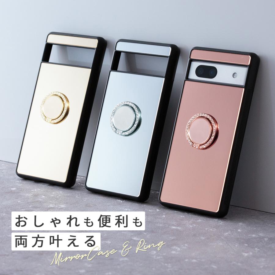 Google Pixel 8a 8 7a ケース 背面ミラー リング付き おしゃれ