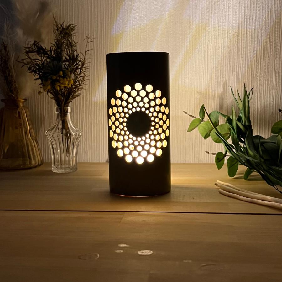 ちょもり火 竹あかり 曼荼羅丸 高さ15cm 直径7〜9cm 竹 照明 点 丸