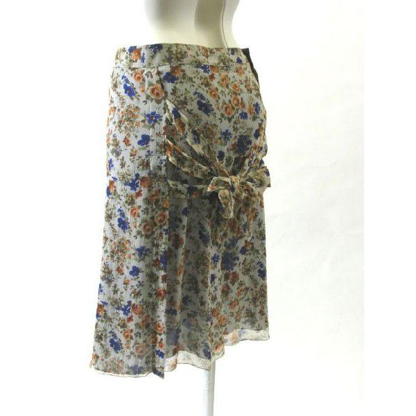 Blumarine 花柄 シルクシフォン フリルフレアスカート Blumarine 花柄 シルクシフォン フリルフレアスカート