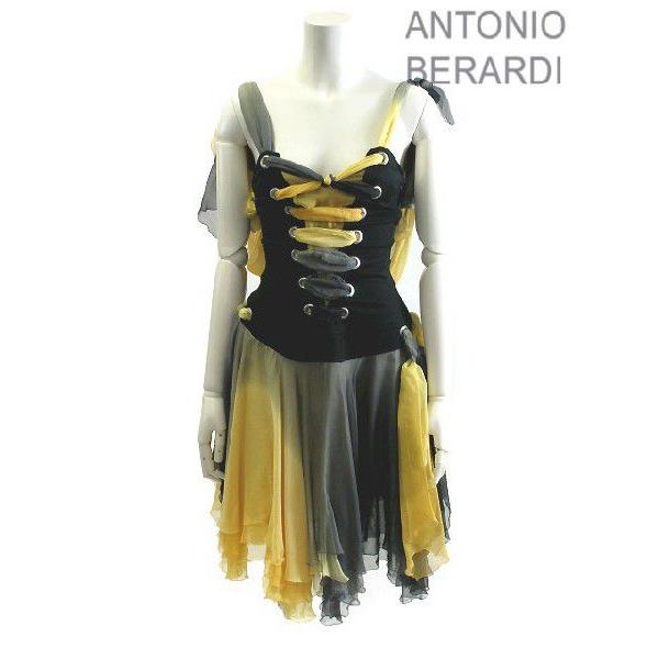 Antonio イタリアサイズ 40 7号 ファッション ブラック 黒 レディース ドレス ブライダル ノースリーブ ワンピース Berardi ワンピース