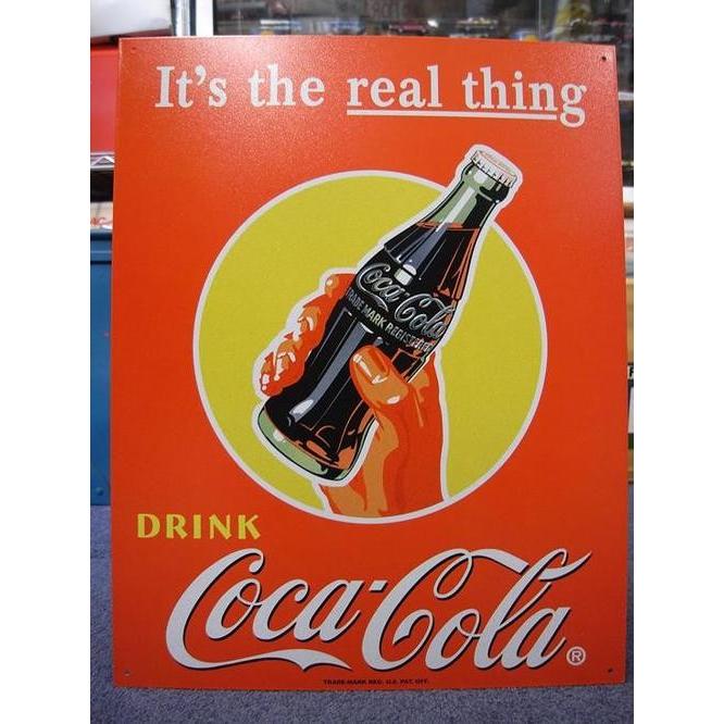 ブリキ看板 COKE Real Thing Bottle 1053 ティンプレート サインプレート Coca-Cola コカコーラ｜choppers