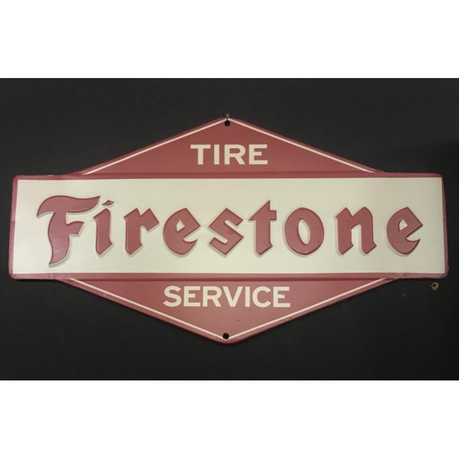 ファイヤーストーン Firestone エンボス 看板 ブリキ看板 ファイヤーストーン Firestone エンボス 看板 ブリキ看板