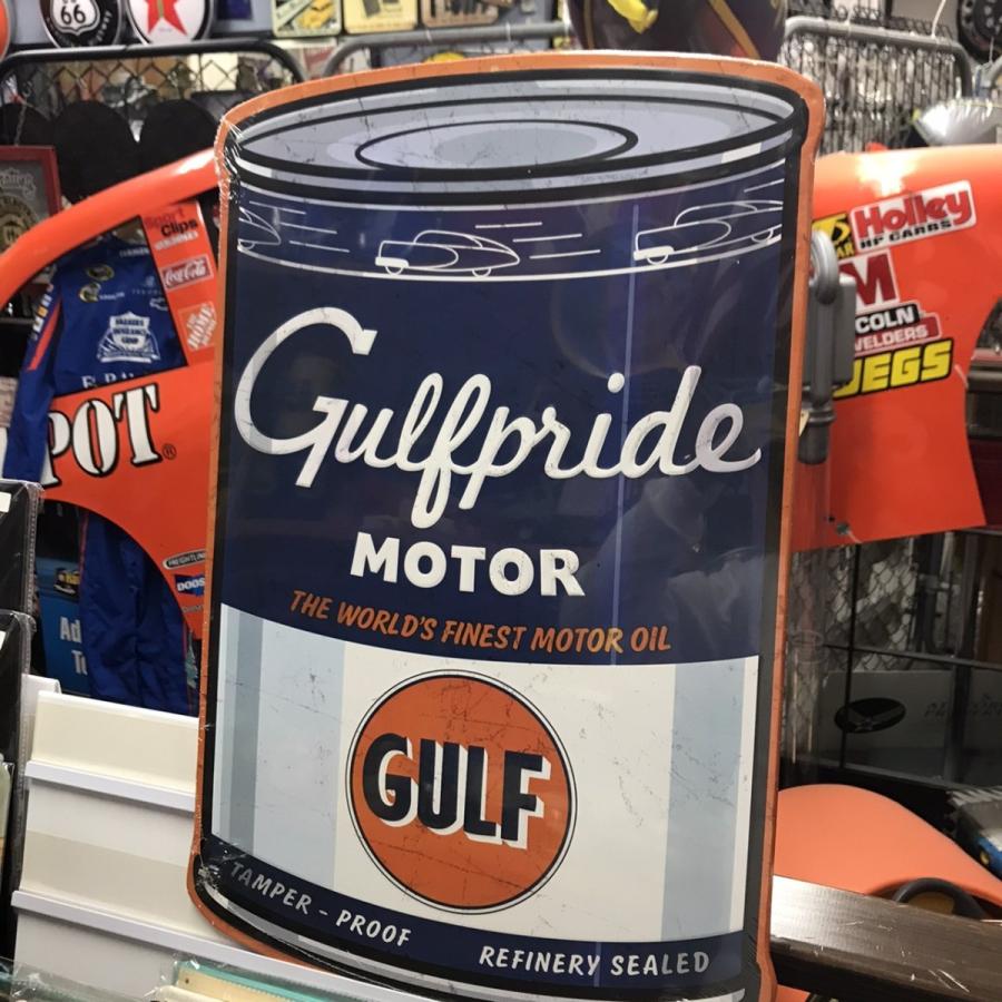 BIG GULF OIL CAN ビッグ ガルフ オイル缶 エンボスサイン 看板