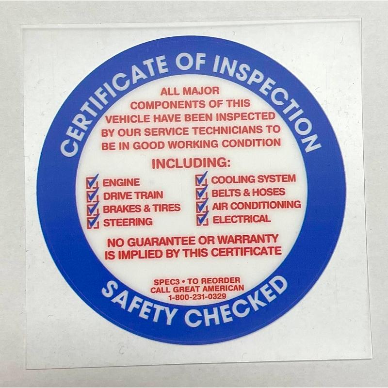 アメリカ 整備用 点検 ステッカー SAFETY CHECKED 裏貼り BL USDM