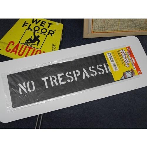 ステンシル　【NO TRESPASSING】　セーフティサイン プラスチック製 HANSON stencils アメリカ雑貨 アメリカン雑貨 | 