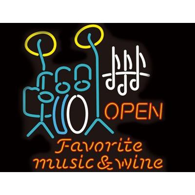 ネオンサイン　フェイバリット　ミュージック　ワイン　(OPEN)　FAVORITE　ネオンライト　MUSIC　ネオン管　オープン　WINE