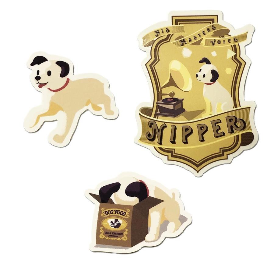 ビクター ニッパー 3匹セット 大(25cm) 中(20cm) 小(15cm) ビクターニッパー ステッカー（3枚セット） / VICTOR NIPPER 絵本