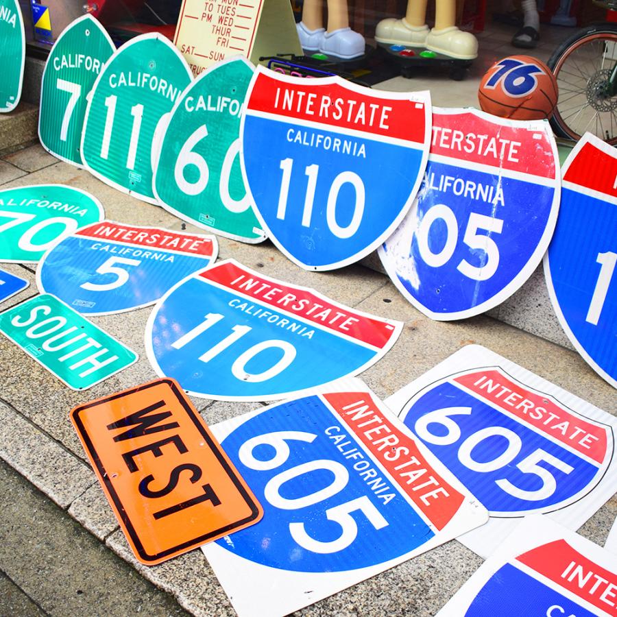 レア！　カリフォルニア　PACIFIC COAST ロードサイン　本物　USA INTERSTATE CALIFORMIA ヴィンテージ看板】ロードサイン