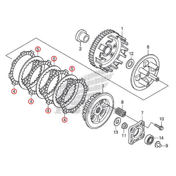 ぐれこページ HONDA 純正CBF125T クラッチプレートセット #22311-K09-C01/22201-K09