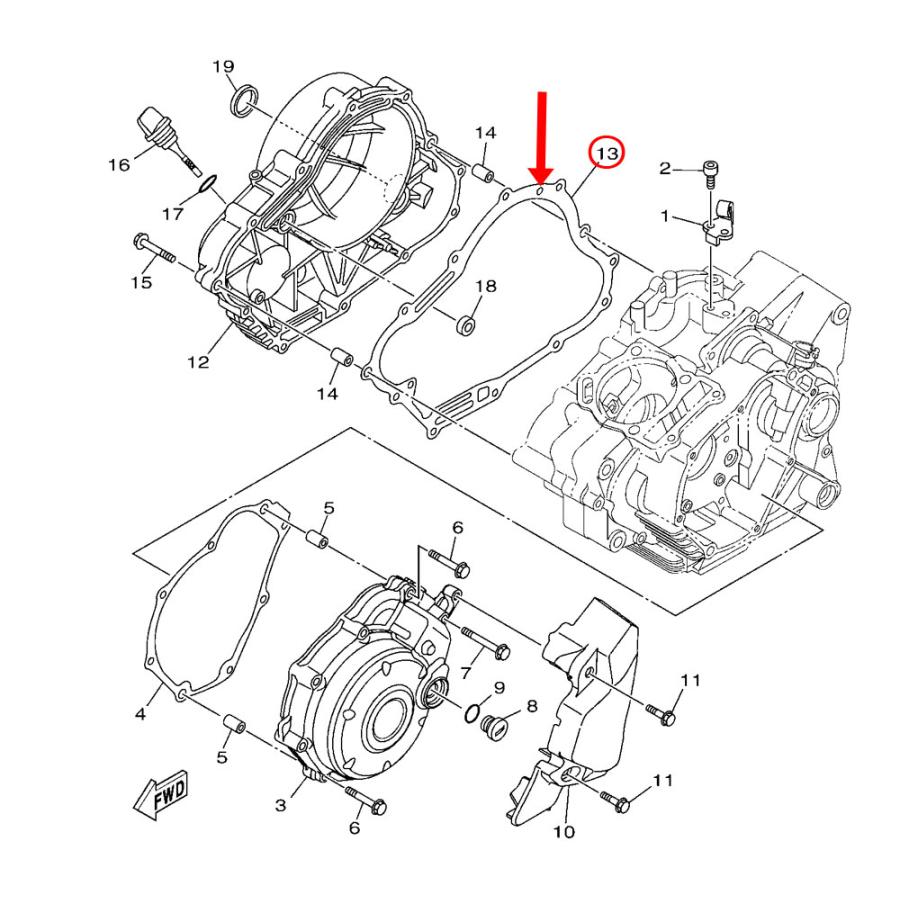 YAMAHA 純正 FZ-X/FZS-Fi 右クランクケースカバーガスケット #2GS