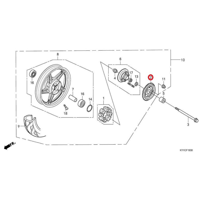 HONDA 純正 LY125Fi[WH125-20/2020年モデル] リアスプロケット [38T