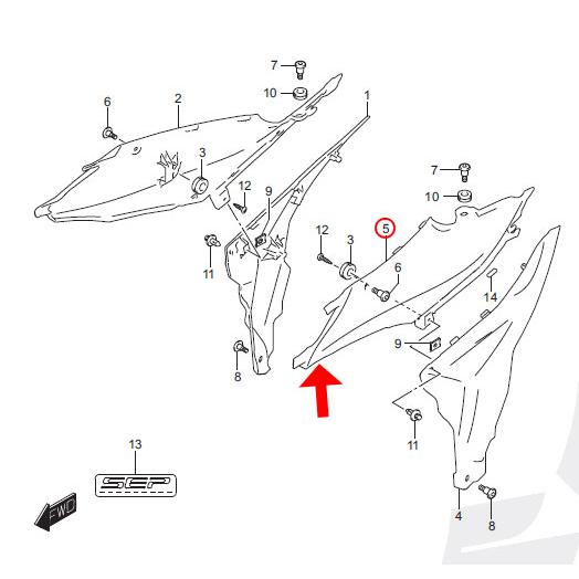 SUZUKI 純正 ジクサーSF250 左フレームフロントカバー[マットブラック