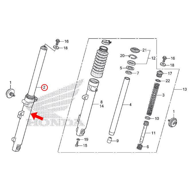 HONDA 純正 CBF125T 右フロントフォーク #51400-2A8-A31 : Chopsヤフー