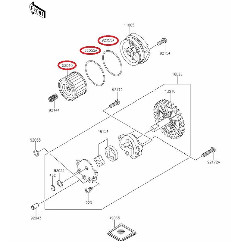 KAWASAKI 純正 W175 STD/TR/SE/CAFE オイルフィルターエレメント