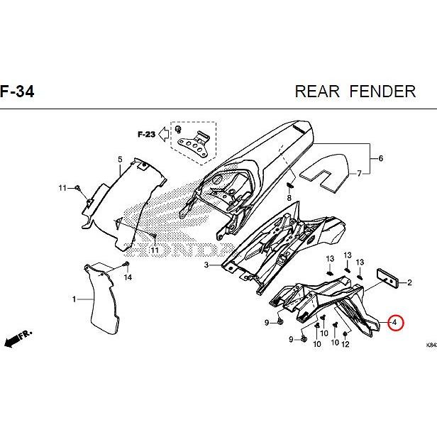 HONDA 純正 フィリピン仕様CRF150L リアフェンダーC #80102-K84-900