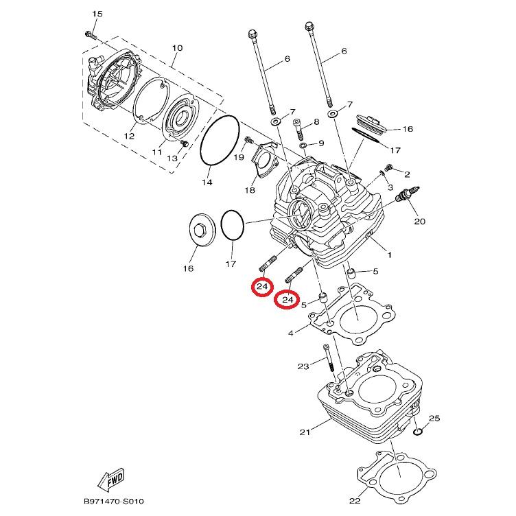 HONDA 純正 FZ25/FAZER25/FZS25 マフラースタッドボルト #90116-08023