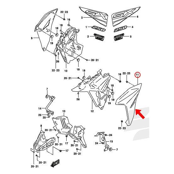 SUZUKI純正 インド仕様V-strom SX['22-] 左サイドカバー【ブラック