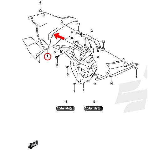 SUZUKI 純正 ジクサーSF150['21-] 右アンダーカウル #94471-41K00-YVB