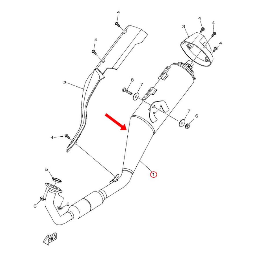 YAMAHA 純正 YZF-R15 V3.0 ['18-'19/インド仕様] マフラーCOMP #BK7