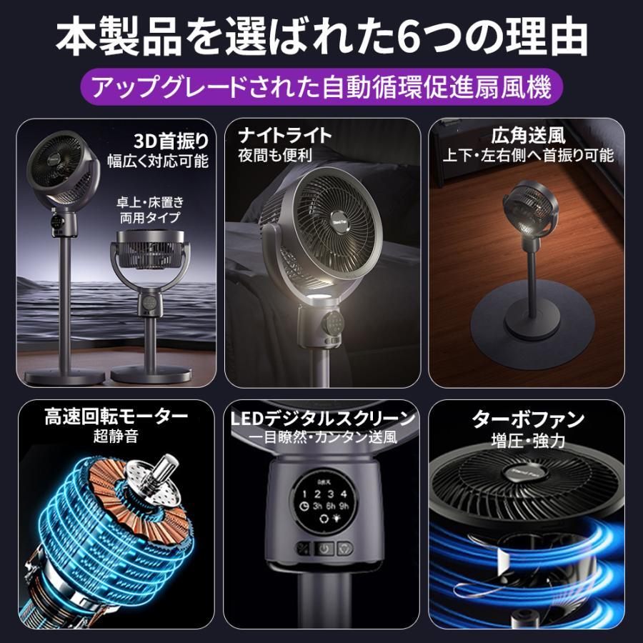 2025最新型 扇風機 サーキュレーター 3D首振り DCモーター 9時間