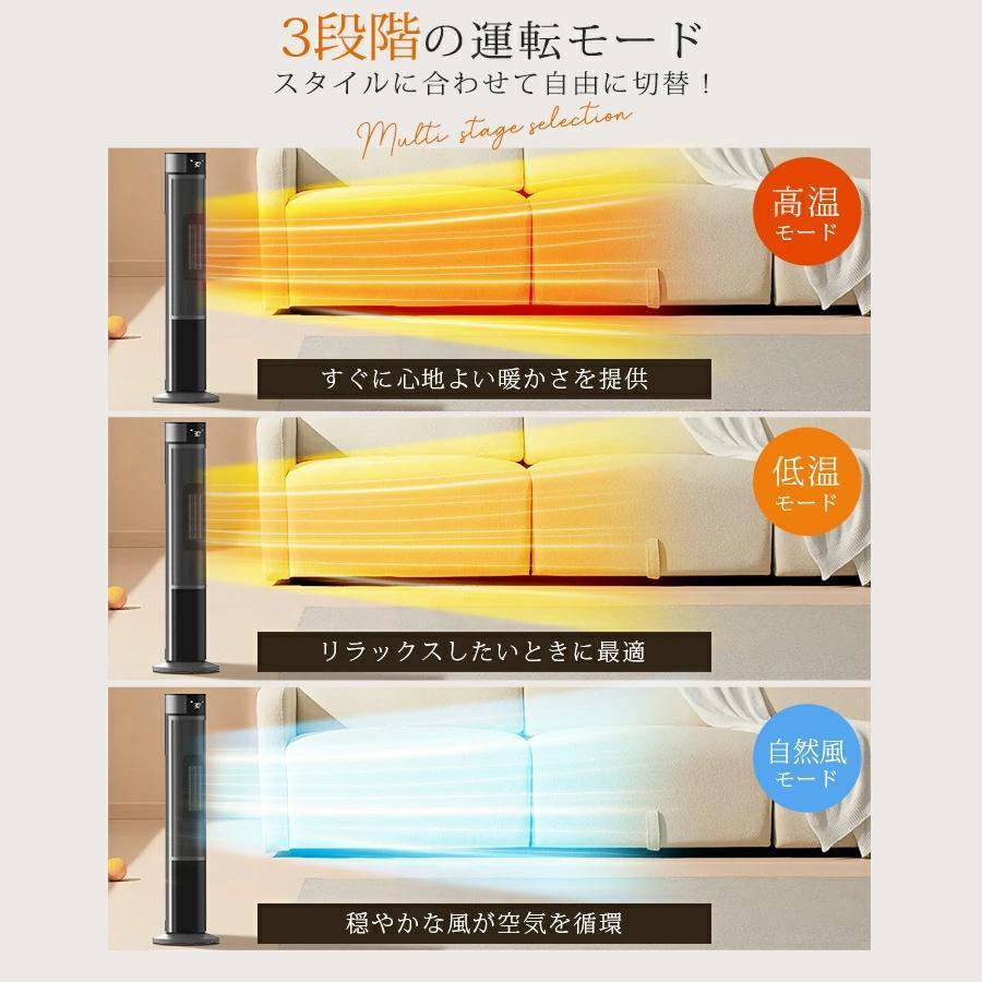 セラミックヒーター ファンヒーター 2秒速暖 1200W 温度調節 15畳部屋