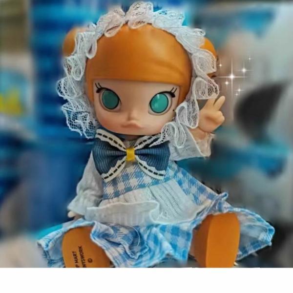1/8 bjd ドール服16-17cmドール 青いチェックのメイド服OB11 ドール服