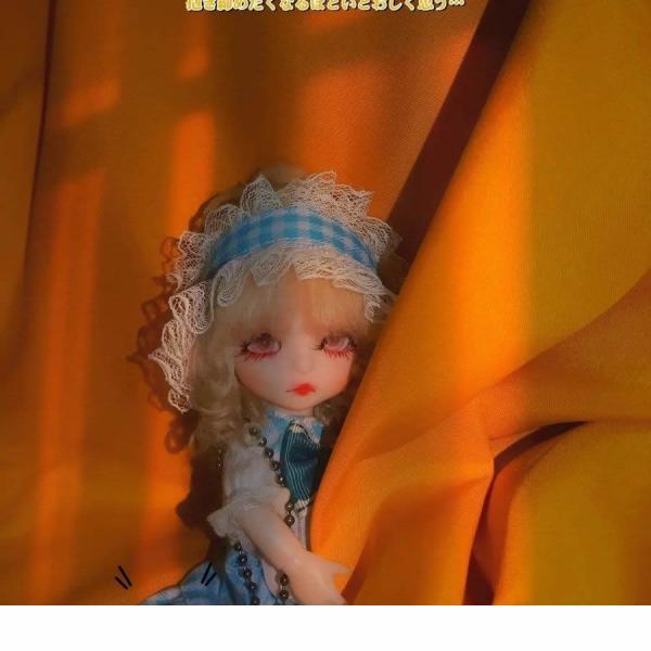 1/8 bjd ドール服16-17cmドール 青いチェックのメイド服OB11 ドール服