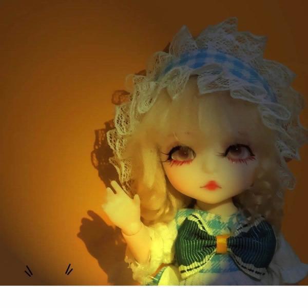 1/8 bjd ドール服16-17cmドール 青いチェックのメイド服OB11 ドール服