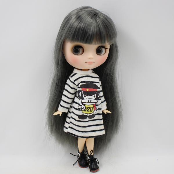 ミディアイシーアイシーシリーズ，フリンジ付きグレーヘア，マットフェイス，ネオ1/8 bjd，bl9016（ヌード関節人形_1