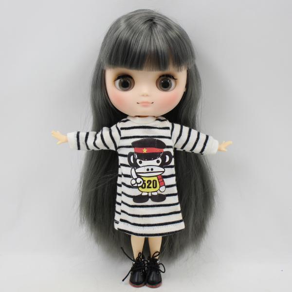 ミディアイシーアイシーシリーズ，フリンジ付きグレーヘア，マットフェイス，ネオ1/8 bjd，bl9016（ヌード関節人形_2