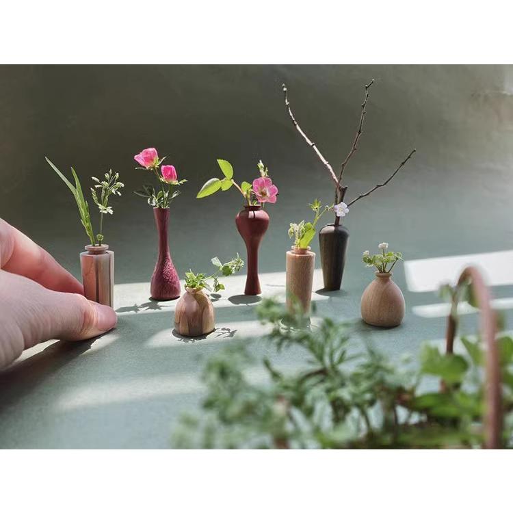 ミニチュア家具 花瓶 檀木 フラワー ドール用 1/6サイズ ドールハウス
