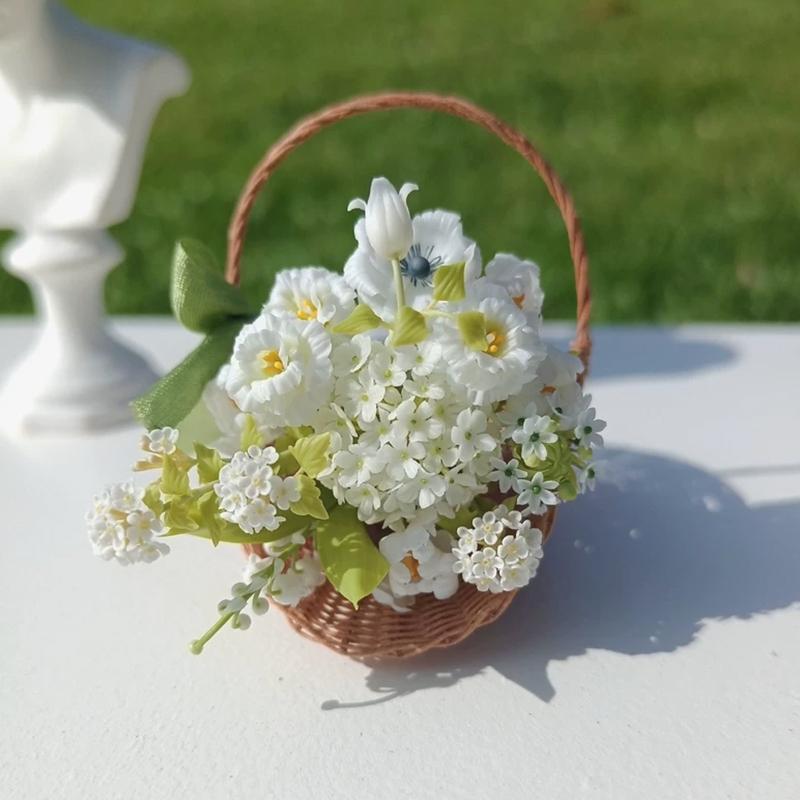 ミニチュア 観葉植物 セイヨウカンボク ユーストマ チューリップ 粘土製 ドールハウス ミニチュアハウス 贈り物_2