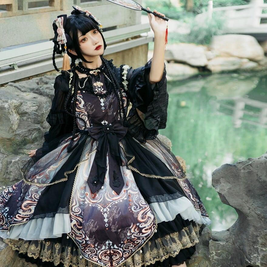 リボン 甘め フリル レトロ 服 ろりーた ガーリー チャイナ風 中華