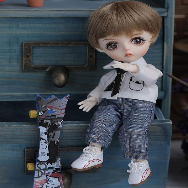 BJD 人形 1/8 SD 人形 6 インチ ラブリー 球体関節人形 フル 服 靴 ウィッグ 顔メイク 純粋な職人技 グッズ 人形 置物用 サプライズ ギフト
