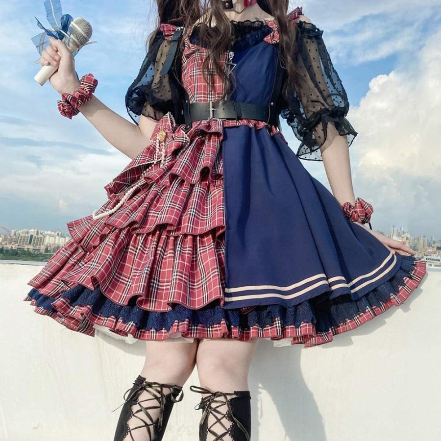 ワンピース ロリータ ジャンパースカート コスプレ ジャンパースカート 衣装 コスプレ 森ガール 女の子 クリスマス 姫 ドレス フリル チェック ゆめかわいい クリスマス 長楽ストア 4f2jo4zdtyx コスチューム リボン 在庫限り超特価