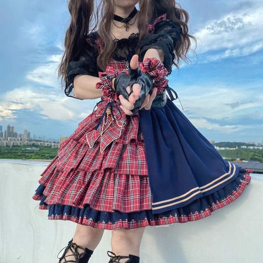 ワンピース ロリータ ジャンパースカート コスプレ ジャンパースカート 衣装 コスプレ 森ガール 女の子 クリスマス 姫 ドレス フリル チェック ゆめかわいい クリスマス 長楽ストア 4f2jo4zdtyx コスチューム リボン 在庫限り超特価