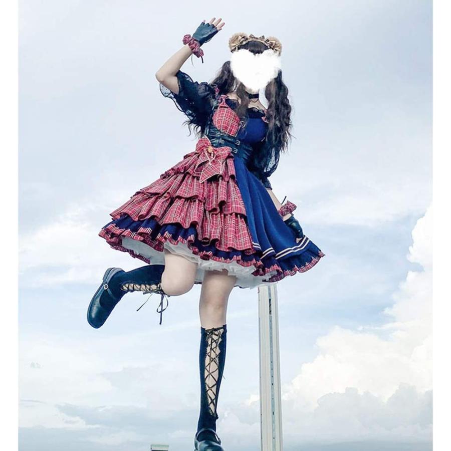 ワンピース ロリータ ジャンパースカート コスプレ ジャンパースカート 衣装 コスプレ 森ガール 女の子 クリスマス 姫 ドレス フリル チェック ゆめかわいい クリスマス 長楽ストア 4f2jo4zdtyx コスチューム リボン 在庫限り超特価