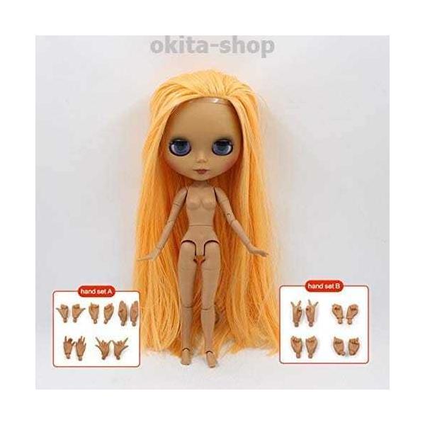 黒い肌の人形，関節のある体とマットな顔，滑らかな長い黄色の髪，blyth bjdヌード1/6 bl0559_1