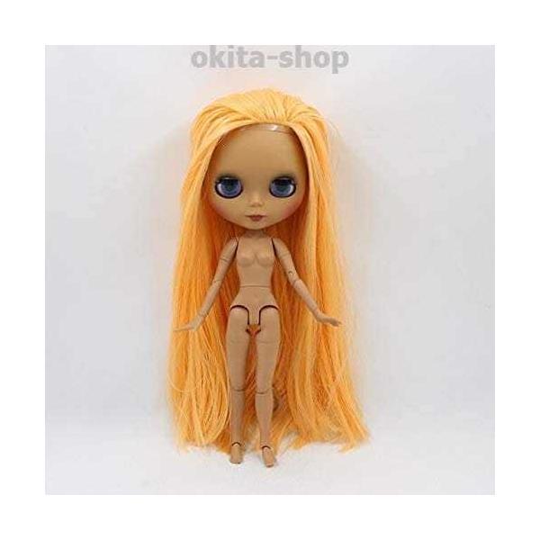黒い肌の人形，関節のある体とマットな顔，滑らかな長い黄色の髪，blyth bjdヌード1/6 bl0559_2