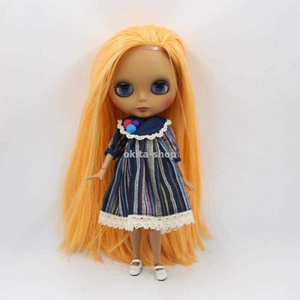 黒い肌の人形，関節のある体とマットな顔，滑らかな長い黄色の髪，blyth bjdヌード1/6 bl0559_4