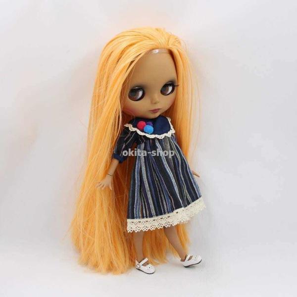 黒い肌の人形，関節のある体とマットな顔，滑らかな長い黄色の髪，blyth bjdヌード1/6 bl0559_5